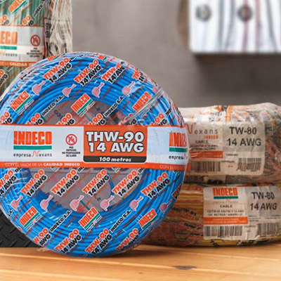 Cable THW 14 AWG 100m Azul  Indeco